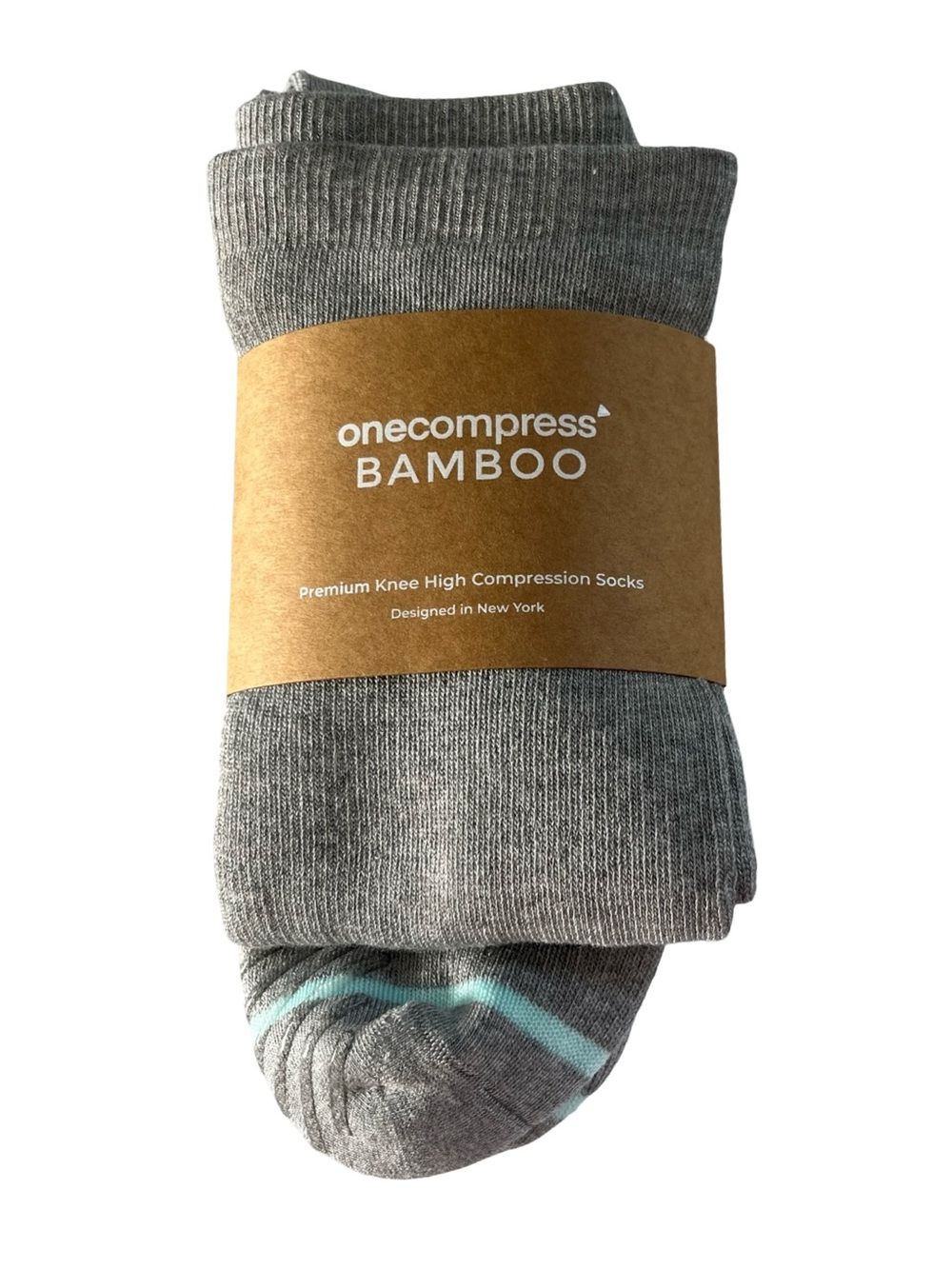 OneCompress Bamboo Socks Premium Knee High Compression Gray Grip Size XL/2XL